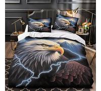NOASDGYEI Aigle avec Tonnerre Parure de Lit 3D Imprimée Microfibre Hypoallergique Confortable Nature Sauvage Housse de Couette Fermeture Éclair Ultra Douce Respirante for Adulte Single（140x200cm）