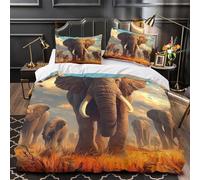 NOASDGYEI Éléphant d'Afrique Housse de Couette Microfibre Ultra Douce 3D Imprimée Safari Faune Sauvage Parure de Lit Fermeture Éclair Hypoallergique Confortable for Adultes Enfants Single（140x200cm）