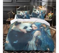 NOASDGYEI Panda Rocker Housse de Couette Microfibre résistante Imprimé en 3D Léger Animal Cool Parure de Lit Fermeture Éclair Douce Confortable for Hommes King（220x240cm）