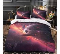 NOASDGYEI Scène de Bataille Spatiale Housse de Couette 3D Effet Microfibre résistante Douce Parure de Lit Fermeture Éclair Ultra Douce Confortable for Adulte Enfants Filles Single（135x200cm）