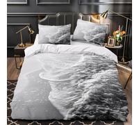 NOASDGYEI Vue sur la jetée de la Plage Housse de Couette Microfibre Hypoallergique 3D Effet Super Douce Parure de Lit Fermeture Éclair Ultra Douce Résistante for Hommes Enfants King（220x240cm）