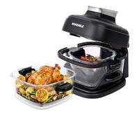 NOASVELE Airfryer Friteuse à air chaud avec boîtier de protection, 4,2 l | 4 en 1 : Air Fry, Bake, Crisp, Keep Warm, Couvercle à charnière, Heat Recovery Design, récipient en verre 4,2/2,2L, PFAS-FREE