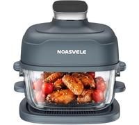 NOASVELE Airfryer Friteuse à air chaud avec boîtier de protection, 4,2 l | 4 en 1 : Air Fry, Bake, Crisp, Keep Warm, Couvercle à charnière, Heat Recovery Design, récipient en verre 4,2/2,2L, PFAS-FREE