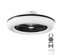 Noaton Ventilateur de plafond 11055B Callisto noir, minuteur, abat-jour, télécommande, LED dimmable max 41 W, 3 températures de couleur, débit d'air jusqu'à 61 m3/min, pour la chambre, diamètre 55 cm