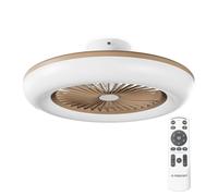 Noaton® Callisto or 11055G Ventilateur de plafond, minuteur, abat-jour, télécommande, LED dimmable max 41 W, 3 températures de couleur, débit d'air jusqu'à 61 m3/min, pour la chambre, diamètre 55 cm