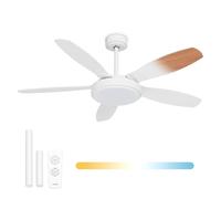 Noaton Ventilateur de plafond avec éclairage Maia, blanc/érable, diamètre 132 cm, moteur DC 41W, LED 24W, télécommande, débit d'air jusqu'à 198 m3/min, tige d'extension 15/25 cm