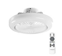 Noaton Ventilateur de plafond 11045W Polaris Blanc, minuteur, abat-jour, télécommande, LED dimmable max 41 W, 3 températures de couleur, débit d'air jusqu'à 60 m3/min, pour la chambre, diamètre 45 cm