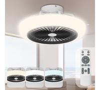 Noaton Ventilateur de plafond 11045B Polaris Noir, diamètre 45 cm, LED dimmable max 42 W, 3 températures de couleur, minuteur, abat-jour, télécommande, débit d'air jusqu'à 40 m3/min