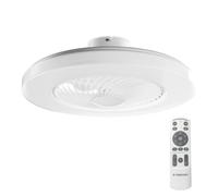 Noaton Ventilateur de plafond 12058W Triton, Blanc, diamètre 58 cm, LED dimmable max 50 W, minuteur, abat-jour, télécommande, 3 températures de couleur, débit d'air jusqu'à 60 m3/min, pour la chambre