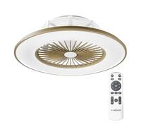 Noaton Ventilateur de plafond avec lumière 11056CR Vega, télécommande, gradation LED 44W, 3 températures de couleur réglables, minuteur, flux d'air jusqu''à 61 m3/min, Ø56cm, café, Enceinte Bluetooth