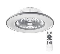 Noaton® Vega11056GR Ventilateur de plafond avec lumière, télécommande, gradation LED 44 W, 3 températures de couleur réglables, minuteur, flux d'air jusqu''à 61 m3/min, Ø56cm gris, Enceinte Bluetooth