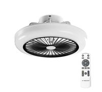 Noaton Ventilateur de plafond 11045B Polaris Noir, diamètre 45 cm, LED dimmable max 42 W, 3 températures de couleur, minuteur, abat-jour, télécommande, débit d'air jusqu'à 40 m3/min
