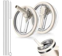 Noaxylic 2 Pièces Stanley Cup Couvercle Étanche, Anti Fuite et Anti Poussière Couvercles de Tasse, 40 oz Tasse Couvercles Réutilisables avec 2 Paille, Stanley Cup Couvercle Remplacement