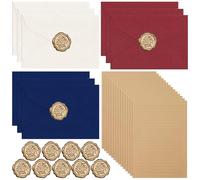 Noaxylic 38 Pièces Enveloppe Papier à Lettre Ancienne, Enveloppe Vintage, avec 9 Enveloppes en Lin et Sceau de Cire 20, A5 Papier Lettre, para el día de San Valentín, Invitaciones, Cartes de Vœux