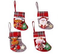 Noaxylic 4 Pièces Bas de Noël, Chaussette de Noel, Bas de Noël Décoration, Chaussettes de Christmas Père, Sac de Bonbons, Chaussettes de Noel Suspendues, pour Arbre, Cheminée, Vitrine, Sac de Bonbons
