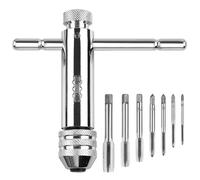 Noaxylic 5 Pièces Tarauds et Filières Tourne a Gauche Coffret Taraud, M3 M4 M5 M6 M8 avec T liquet Réglable, Tarauder, Tarauds à Main Clé pour Porte Taraud Réglable