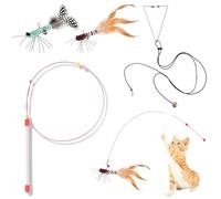 Noaxylic Jouet pour Chaton, avec 2 Bâtons Drôles de Baguette pour Chat 2 Plumes de Remplacement avec Cloche, Jouets Chaton Interactif, Jouet Chat Plume, Jouets Intelligence Chats, pour Jeu Autonome