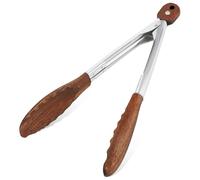 Noaxylic Pince Barbecue Pince Cuisine 30 cm Facile à Nettoyer et à Tenir | Fabriquées en Bois de Noyer Naturel et Acier Inoxydable pour Barbecue, Salade, Grille Pain, Pain et Concombres
