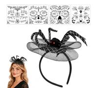 Noaxylic Serre-tête d'araignée d'Halloween, Tatouage Ephemere | Serre-Tête d'Araignée pour Femme, Décorations cheveux Halloween Carnaval, pour Carnaval Mascarade Cosplay Dress-Up