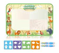Noaxylic Tapis de Peinture à L'Eau, Tapis Magique Dessin Réutilisable Avec 4 Modèles, 2 Stylos et 1 Toile Dessin Eau, 44x30cm Thème Animaux de la Forêt, Jouet Éducatif pour Filles et Garçons