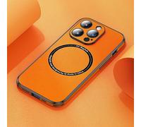 NOBAA Étui de téléphone en Cuir de Chargement sans Fil magnétique pour iPhone 14 13 12 11 15 Pro Max avec Coque de Protection d'objectif pour téléphone Portable, Orange, pour iPhone 14Pro Max