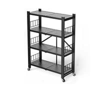 NOBBAT Étagère pliante, 3/4/5 niveaux, il suffit de la déplier et de l'utiliser, étagère en acier, pour le rangement, étagère de rangement pliable sur roulettes, étagères de cuisine sur roulettes, éta