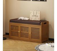NOBBAT Pouf De Rangement, Banc De Rangement, Banc D'entrée avec Coussin, Coffre avec Couvercle, Peut Supporter Jusqu'à 200 Kg, pour Salon, Chambre Et Entrée, Crème Clair(89x32x45cm)