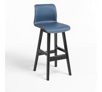NOBBAT Tabourets de Bar en Bois Massif,Hauteur comptoir, Assise épaisse avec Dossier en Mousse Haute résilience, idéaux pour Les Cuisines et Les Restaurants(Black Legs+Blue,70cm)