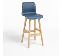 NOBBAT Tabourets de Bar en Bois Massif,Hauteur comptoir, Assise épaisse avec Dossier en Mousse Haute résilience, idéaux pour Les Cuisines et Les Restaurants(Round Legs+Blue,60cm)