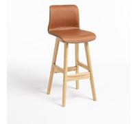 NOBBAT Tabourets de Bar en Bois Massif,Hauteur comptoir, Assise épaisse avec Dossier en Mousse Haute résilience, idéaux pour Les Cuisines et Les Restaurants(Round Legs+Orange,70cm)