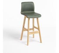 NOBBAT Tabourets de Bar en Bois Massif,Hauteur comptoir, Assise épaisse avec Dossier en Mousse Haute résilience, idéaux pour Les Cuisines et Les Restaurants(Round Legs+Dark Green,55cm)
