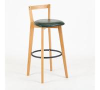 NOBBAT Tabourets de Bar en Bois Massif,Hauteur comptoir, Assise épaisse avec Dossier en Mousse Haute résilience, idéaux pour Les Cuisines et Les Restaurants(Wood Color-7,Seating Height 55cm)