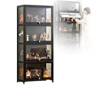 NOBBAT Vitrine à curiosités Vitrines pour Objets de Collection Vitrine Armoire de curiosités, 60/70/80cm,bibliothèque sur Pied, Transparente sur Trois côtés(70x32x140cm)