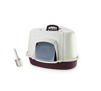 Nobby 76322-01 Litière en coin pour chat avec couvercle Rouge 70 x 57 x 48 cm