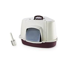 Nobby 76322-01 Litière en coin pour chat avec couvercle Rouge 70 x 57 x 48 cm