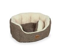 Nobby Alba Comfort Lit Ovale pour Chien Aspect Lin Marron 65 x 57 x 22 cm
