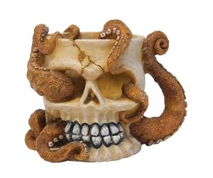 Nobby Aqua Ornaments Tête de Mort avec octopic 12,7 x 10 x 10,3 cm