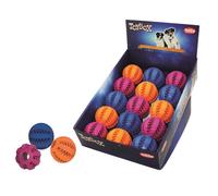 Nobby balle dentaire en caoutchouc plein coloré assorti 7,5 cm ; présentoir 15 pièces