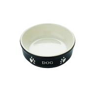 Nobby Bol de chien en céramique "DOG" 15,5 X 15,5 X 6,5 cm noir / beige