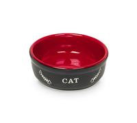 Nobby bol en céramique pour chat "CAT" Ø13,5 X 5 cm noir / rouge
