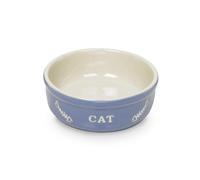 Nobby Bol en céramique pour chats "CAT" Ø13,5 X 5 cm bleu clair / beige