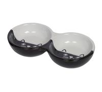 Nobby Chats en céramique, Double Bol, Couleur Noir/Blanc, 22 x 11,5 x 3,5 cm, 1 pièce