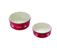 Nobby bol pour chien en céramique "DOG" 13,5 X 13,5 X 5 cm rouge / beige