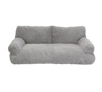 Nobby Canapé Confortable en Peluche Classic Teddy Gris Clair L x l x H : 100 x 65 x 35 cm