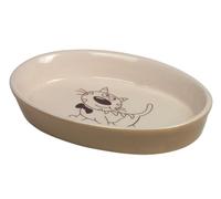 Nobby Chatons Bol en céramique ovale 17 x 11 x 2,5 cm marron clair / beige