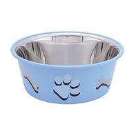 Nobby Cutie Bol en acier inoxydable avec motif pattes, 19,5 cm, bleu clair