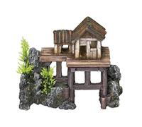 Nobby - Décoration pour aquarium - Avec plantes - Maison en bois - 15,5 x 8 x 12 cm