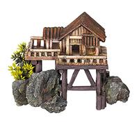 Nobby - Décoration pour aquarium - Avec plantes - Maison en bois - 23 x 12,3 x 17 cm