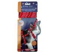 Nobby Harnais + Laisse pour Chat Motif Kitty Cat Rouge 15-22/30-32 cm + 8 mm x 120 cm