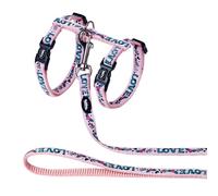 Nobby Ensemble Pour Chats Love Rose Vaisselle Laisse Nylon Réglable En Continu
